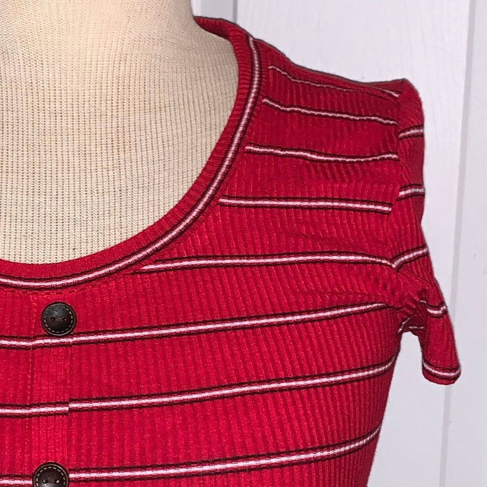 Red button down crop top